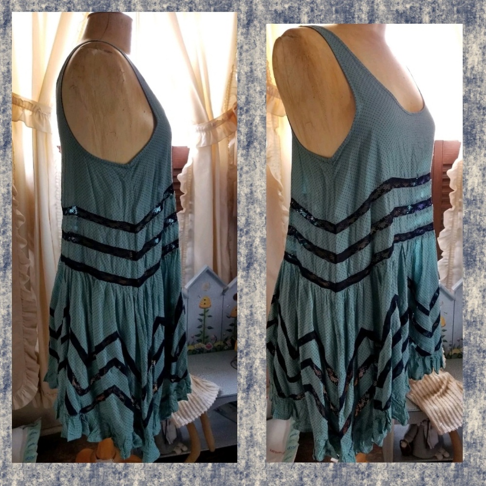 🌈SOLD💰 Free people lace voile trapeze slip Dress - Picture 6 of 8